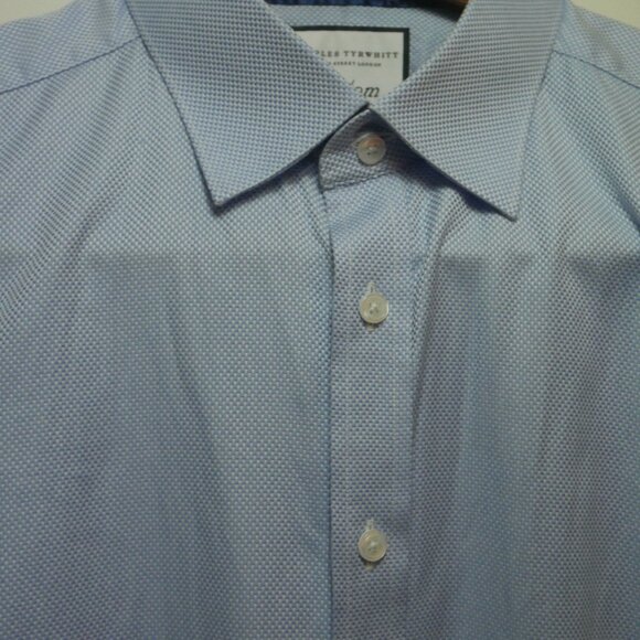 Charles Tyrwhitt Custom Light Blue Dress Shirt with Floral Trim Details - Picture 12 of 14